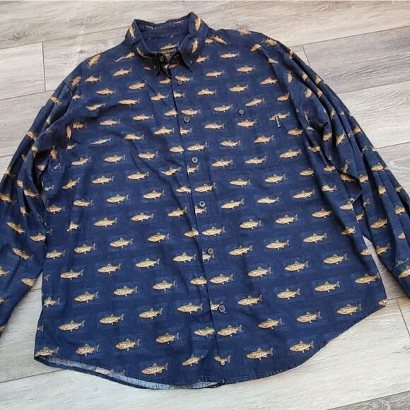 Woolrich Spotted Trout Fish Pocket Long Sleeve Button Down Shirt Men XL - Picture 12 of 12